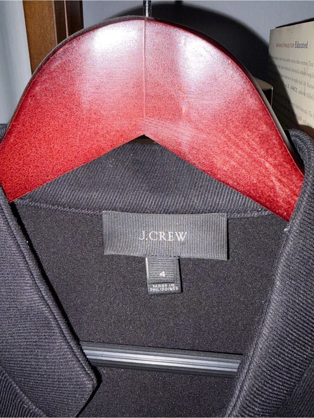 J. Crew Women’s Black with Navy Trim Collarless Jacket